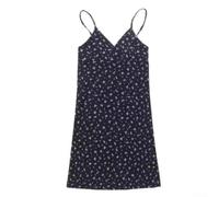 Vestido corto de verano con estampado floral Y2k para mujer, sin mangas, cuello en V, para uso diario, casual, citas, fiestas, vacaciones, color negro, talla L (flor negra)