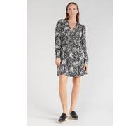 Vestido corto estampado, cuello de pico Mujer Talla M. Color Negro