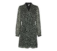 Vestido corto estampado, cuello de pico Mujer Talla S. Color Verde