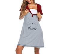 Vestido corto estampado de maternidad, camisón de maternidad, lindo vestido de lactancia para mujer, abrigo cálido para mujer, rosso, XXL