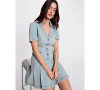 Vestido corto evasé vaquero denim descolorido mujer 44