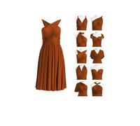 Vestido corto infinito para dama de honor, convertible, vestido midi multidirección, Naranja quemado, M