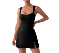 Vestido Corto Mujer sin Mangas Cuello En V Rajado Mini Vestido Ajustado de Fiesta Elegante Bodycon Wrap Sin Mangas con Tirantes Verano Cóctel Clubwear Dress