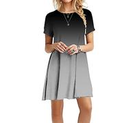 Vestido Corto Mujer Verano Tie-Dye Degradado Impreso, Moda Casual de Camiseta Suelto Cuello Redondo Manga Corta Elegantes Basico Vestidos de Playa Tallas Grandes S-5XL (2XL,Gris)