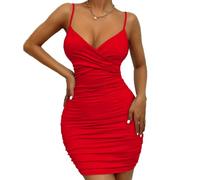 Vestido Corto para Mujer Sexy Elegante Vestido Cuello En V Profundo Sin Mangas con Tirantes Delgados Bodycon Wrap Vestido Frente Rajado del Vendaje Verano Vestido de Cóctel Clubwear