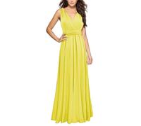 Vestido cruzado largo multidirección, vestidos para damas de honor, vestidos de invitada de boda para mujer, vestidos formales cortos para mujer, tallas S XL, vestidos formales con mangas, amarillo, L