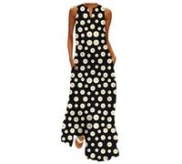 Vestido Cuadros Vichy Mujer-MáS Floral Splicing Women Maxi TamañO Impreso Cuello V Sleeveless Vestido De Mujer