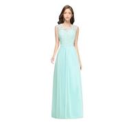 Vestido Dama De Honor Vestidos de dama de honor de gasa burdeos, vestidos elegantes de encaje largos for invitados de fiesta de boda, vestidos de fiesta de noche, ocasiones formales(Mint Green,16)