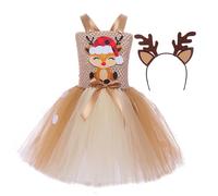 Vestido de animal para niños, vestido de reno para niños | Vestidos de punto de reno cosplay para niños,Juego de vestidos de cosplay para niñas para niñas de 2 a 12 años, Halloween, fiestas d
