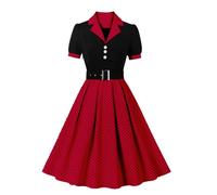 Vestido de año 50 para mujer, estilo vintage Rockabilly vestido estampado años 50 verano pin up año 50 vestido vintage fiesta para mujer, vestido de lunares Audrey Hepburn boda vestido verano mujer