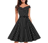Vestido de año 60 Pin-Up Mujer Sexy Cuello en V sin Mangas Retro Vestido Estilo 1950's Audrey Hepburn Pin-Up Rockabilly Elegante Cocktail Dot Trapecio Vintage Swing Vestidos De Fiesta Ceremonia