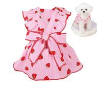 Vestido de arnés de para Perros,Vestido de arnés de Gato | Lindo Vestido Floral con para Perros | con Pajarita y Hebilla con cordón, Transpirable, para niñas, pequeños y Gatos