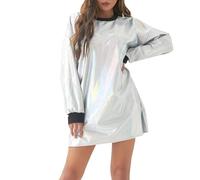 Vestido de aspecto húmedo para mujer, lacas elásticas y cuero, vestido sexy para mujer, ligueros, aspecto de cuero, vestido de fiesta sexy, vestido de verano de látex, traje corto, traje de club, ropa