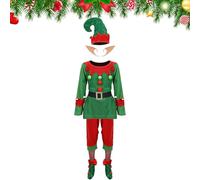 Vestido de Ayudante de Santa para Niños: disfraz de fantasía de manga larga de 385 g, túnica de Cosplay de Navidad, traje de fiesta navideña, festivo de escenario | Lindo traje de Papá Noel