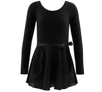 Vestido de baile de niña de manga larga de ballet leotardo de dos piezas para rendimiento práctico y recital, Le Noir, 5 años