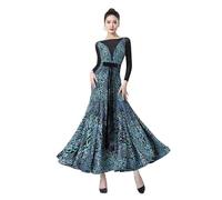 Vestido de Baile de salón, Traje de práctica Moderno de Alta Gama, estándar Nacional, Ropa de actuación escénica de Tango y vals for Mujer para Representaciones Teatrales(Blue,XXL)