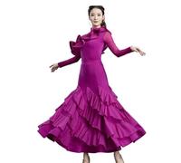 Vestido de Baile de salón, Vestido de vals estándar, Traje de Baile Moderno for Mujer, Falda de práctica de competición, Ropa de Baile Femenina para Representaciones Teatrales(Silver,2XL)