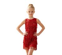 Vestido de Baile de Salsa Niña Vestido Danza Latina Cha Cha Rumba Rojo 2-3 años