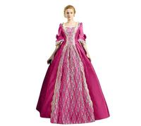 Vestido de Baile Estilo Rococó para Mujer, Cuello Alto Larga Retro Cuello Cuadrado Falda Grande, Estampado Gótico Victoriano del Siglo Largo Vestido, Epoca Medieval Disfraz para Carnival e Halloween