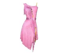 Vestido De Baile Latino Con Flecos Y Decoración De Diamantes De Imitación for Mujer, Con Abertura Lateral, Ideal for Salsa, Samba Y Tango.(XL)