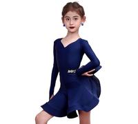 Vestido de Baile Latino de Manga Larga con Forma de Corazón para Niñas Vestido de Competición de Tango para Niños Disfraz de Baile de Fiesta Salsa Y Chachachá Vestido de Entrenamiento para Actuacione