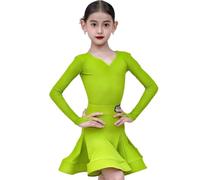 Vestido de Baile Latino de Manga Larga con Forma de Corazón para Niñas Vestido de Competición de Tango para Niños Disfraz de Baile de Fiesta Salsa Y Chachachá Vestido de Entrenamiento para Actuacione
