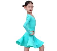 Vestido de Baile Latino de Manga Larga con Forma de Corazón para Niñas Vestido de Competición de Tango para Niños Disfraz de Baile de Fiesta Salsa Y Chachachá Vestido de Entrenamiento para Actuacione