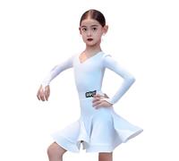 Vestido de Baile Latino de Manga Larga con Forma de Corazón para Niñas Vestido de Competición de Tango para Niños Disfraz de Baile de Fiesta Salsa Y Chachachá Vestido de Entrenamiento para Actuacione