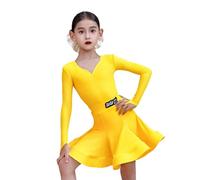 Vestido de Baile Latino de Manga Larga con Forma de Corazón para Niñas Vestido de Competición de Tango para Niños Disfraz de Baile de Fiesta Salsa Y Chachachá Vestido de Entrenamiento para Actuacione