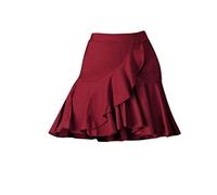 Vestido De Baile Latino para Mujer Vestidos De Práctica 3 Colores Minifaldas Plisadas Salón De Baile Salsa Samba Tango Cha-Cha Escenario Competición De Disfraces Falda Corta,Rojo,M