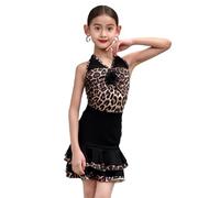 Vestido de Baile Latino para niñas, sin Mangas para Fiestas de cha cha Rumba Samba Disfraz para actuaciones y competiciones,Negro,140