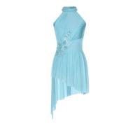 Vestido de Baile Lírico Traje de baño gimnasia con brillantes diamantes imitación for mujer adulta, mono patinaje artístico, tutú ballet, traje actuación danza lírica Para mujeres(Light Blue,L)