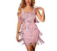 Vestido de baile para mujer, con lentejuelas, borla, carnaval, fiesta, latín, rumba, salsa, tango, cha, cha, vestido de baile, 01 rojo., S