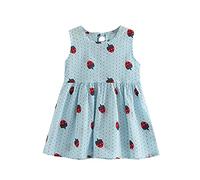 Vestido de baile para niña, sin mangas, informal, de verano, para mujer, con estampado de fresa, princesa, ropa y falda, azul, 2-3 años
