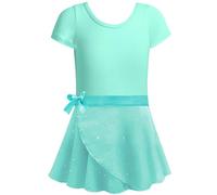 Vestido de Baile para niñas con diseño corazón, Dos Piezas, práctica Ballet, Gimnasia, Traje Manga Corta Todo el año, algodón, Bordado y cómodo, Ideal Juegos al Aire Libre/g