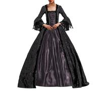 Vestido de baile rococó para mujer, gótico, vestido victoriano, vestido de máscarada, vestido renacentista, vestido de noche, steampunk, estampado químico, largo, disfraz de una línea, vestido de