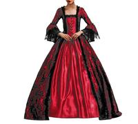 Vestido de baile rococó para mujer, gótico, vestido victoriano, vestido de máscarada, vestido renacentista, vestido de noche, steampunk, estampado químico, largo, disfraz de una línea, vestido de