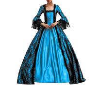 Vestido de baile rococó para mujer, gótico, vestido victoriano, vestido de máscarada, vestido renacentista, vestido de noche, steampunk, estampado químico, largo, disfraz de una línea, vestido de