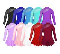 Vestido de baile, vestido de ballet, vestido de danza, guardia, patinaje artístico, una pieza con body bailar, azul, 110 cm-116 cm