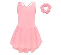 Vestido de Ballet Dos Piezas para niñas, sin Mangas, tutú y Tirantes Traseros, diseño Corto Delante y Largo detrás, Diadema Lila incluida, Danza y espectáculos, Tallas 3-8.
