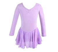 Vestido de Ballet Maillot de Danza Manga Larga Gimnasia Leotardo Algodón Body Clásico para Niña n9