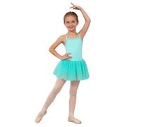 Vestido de ballet para niñas de color liso con tirantes y lentejuelas brillantes de seda de malla, ideal para entrenamiento de danza entre cuatro años, verde, 8-9 años