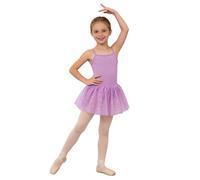 Vestido de ballet para niñas de color liso con tirantes y lentejuelas brillantes de seda de malla, ideal para entrenamiento de danza entre cuatro años, morado, 7-8 años