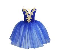 Vestido de Ballet para niñas, sin Mangas, con Lentejuelas, Leotardo de Gimnasia, Falda tutú, Traje de competición de Ballet,E,120