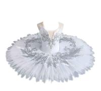Vestido de Ballet para niñas, sin Mangas, Faldas de Baile, tutú de Ballet y Gimnasia, Ropa de Baile, Ropa de actuación de Princesa para niñas,Blanca,110