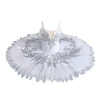 Vestido de Ballet para niñas, sin Mangas para Gimnasia Malla Falda tutú Disfraz de Bailarina Camisola una Pieza Patinaje artístico Ropa de Baile para niños,Blanca,150