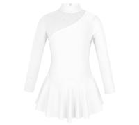 Vestido de Ballet para niñas Vestido de Gimnasia Ballet Manga Larga for niñas, Vestido Patinaje sobre Hielo, Leotardo con Empalme Tul Diamantes imitación, Ropa Baile salón(White,8)