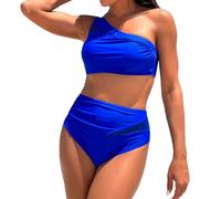 Vestido de Baño Mujer Bikini Tallas Grandes Mujer Bikini Set For Women Plus Size Bathing Suit Tank Swimsuit Mid Waist Deep V Neck Wide Straps Mesh Back Bañadores Y Bikinis Red (Bu2 M)