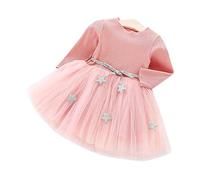 Vestido de bebé de una pieza de manga larga para niña, con cintura, diseño de estrellas encantadoras (90)