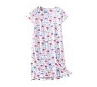 Vestido de camisa para mujer - Lencería algodón verano - Vestido de dormitorio suave y cómodo - Body ligero - Manga corta - Mujer - Ropa de dormir antiestática - Camisas de noche blanca, blanco, M